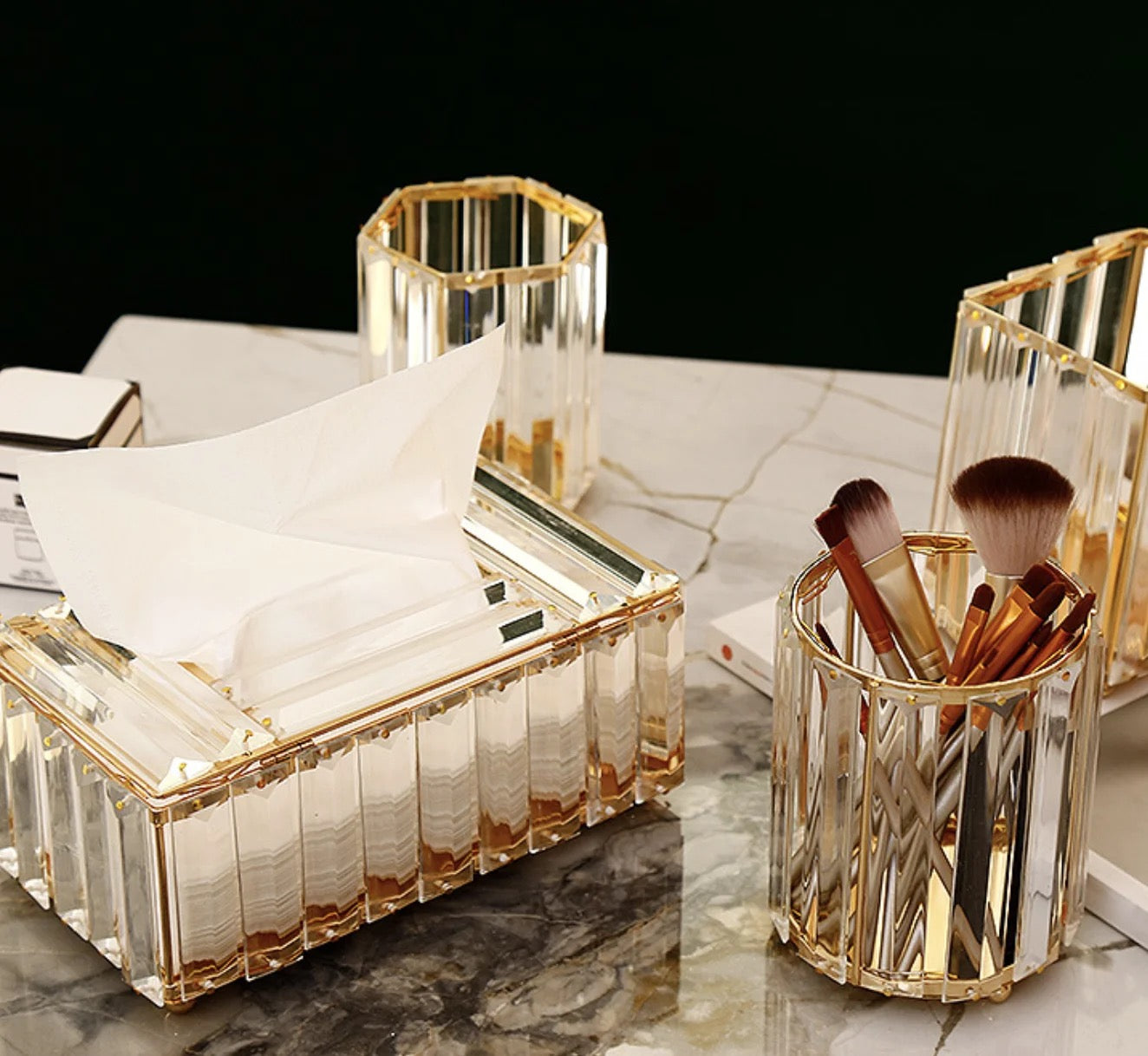 Fluted Glass Tissue Box Holder - Handcrafted Multipurpose Holder for Home Decor