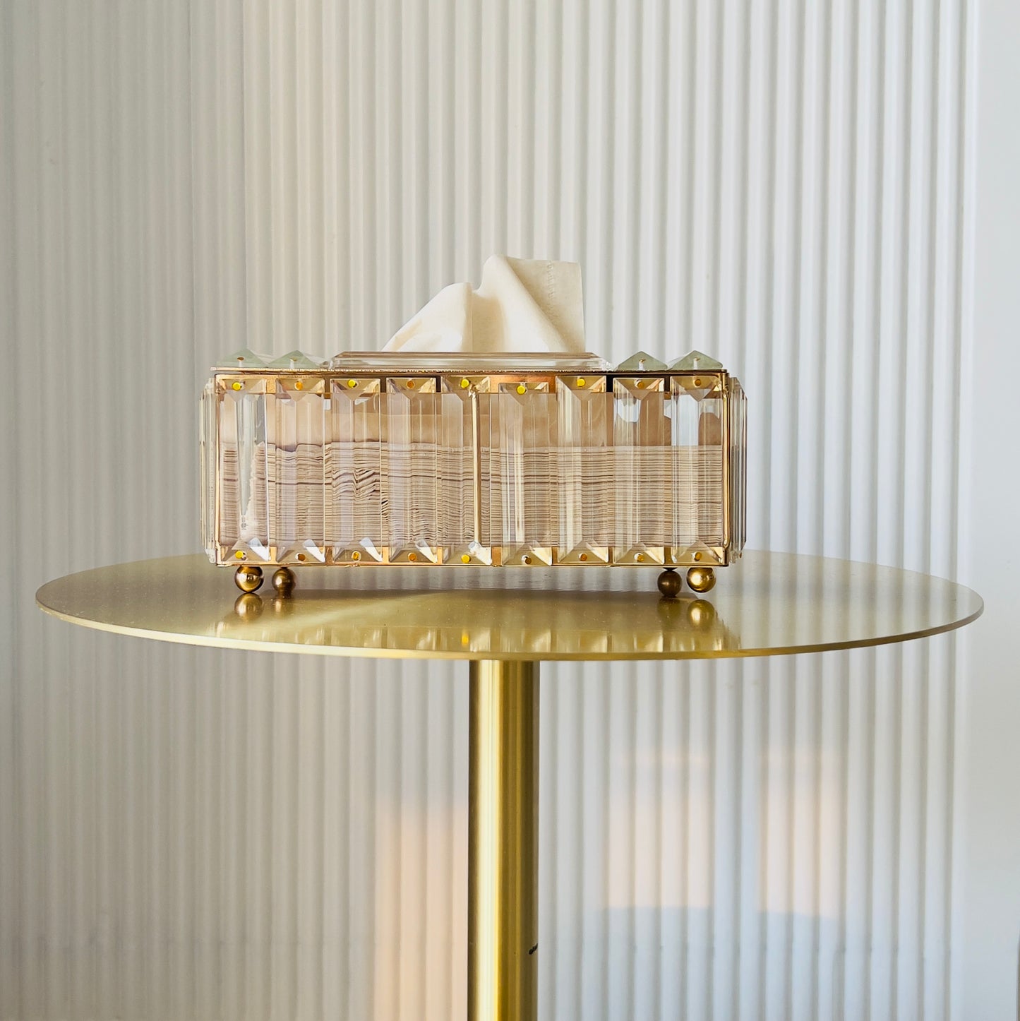 Fluted Glass Tissue Box Holder - Handcrafted Multipurpose Holder for Home Decor