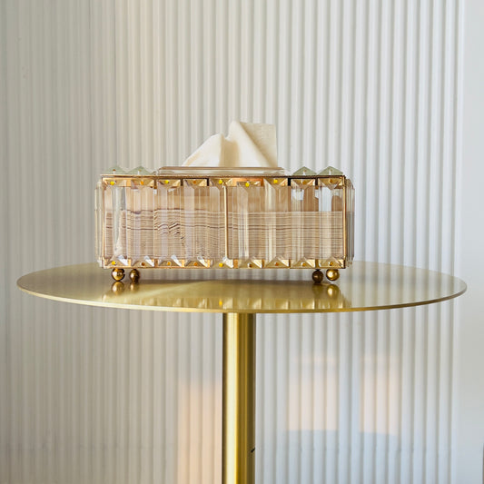 Fluted Glass Tissue Box Holder - Handcrafted Multipurpose Holder for Home Decor