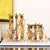 Amber Glass Hurricanes with Metal Vases - Set of 2