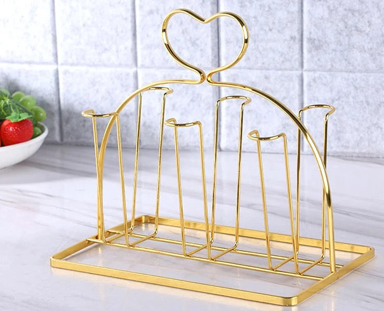 Metal Glass Holder Stand & Organizer for 6 Glasses - 26x22x16.5 cm