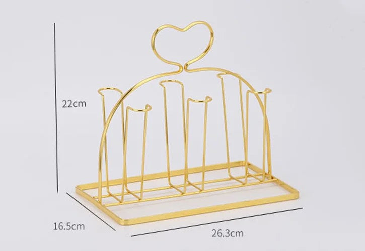 Metal Glass Holder Stand & Organizer for 6 Glasses - 26x22x16.5 cm