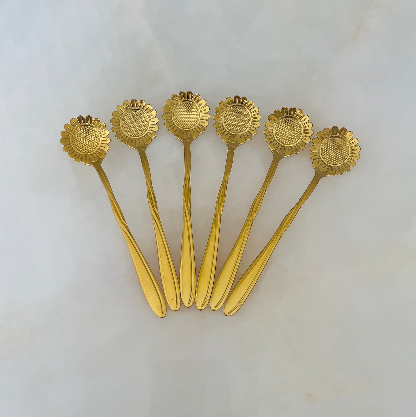 Dessert & Tea spoons - Sunflower - Gold Tea Spoons 6 pcs
