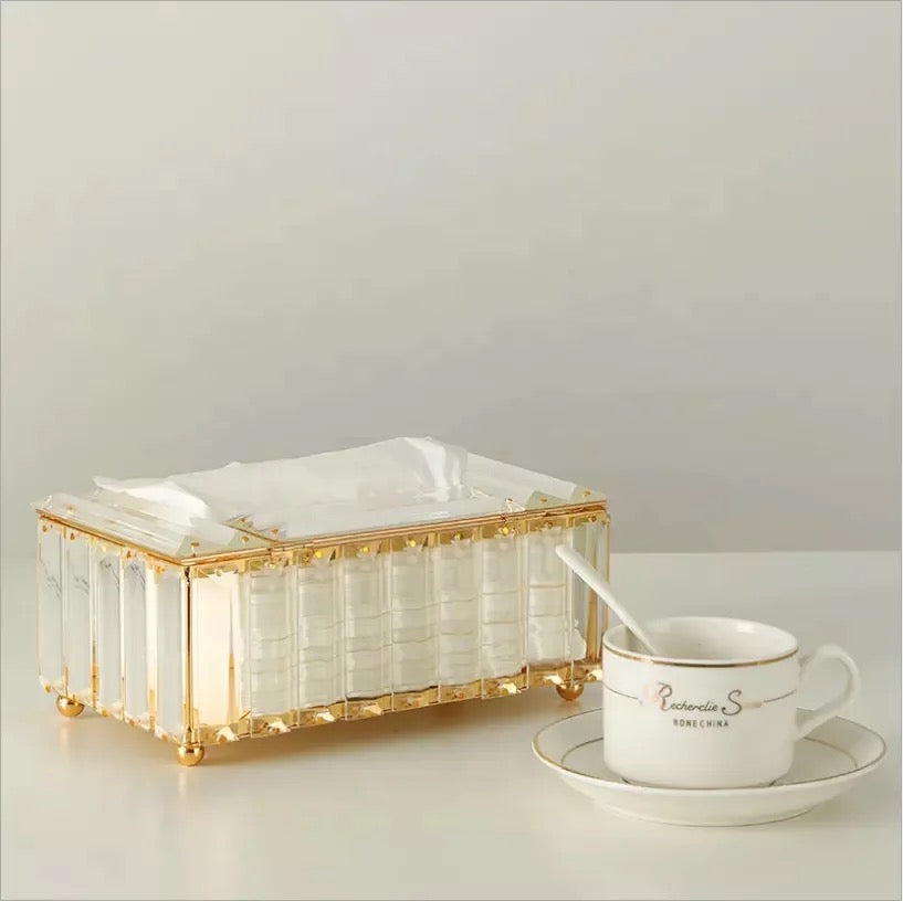Fluted Glass Tissue Box Holder - Handcrafted Multipurpose Holder for Home Decor