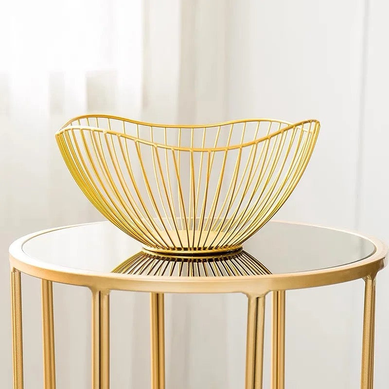 Elegant Gold Metal Fruit Basket