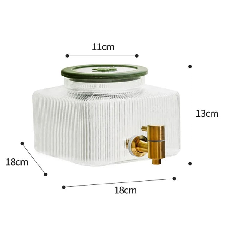 Borosilicate Glass Water Dispenser with Silver Stainless Steel Tap - 3200ml
