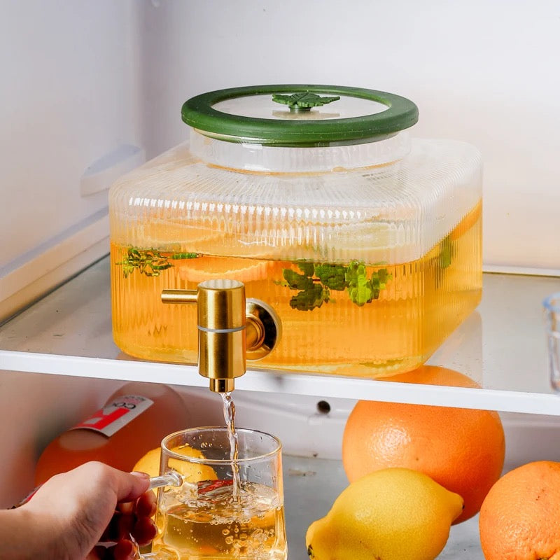 Borosilicate Glass Water Dispenser with Silver Stainless Steel Tap - 3200ml