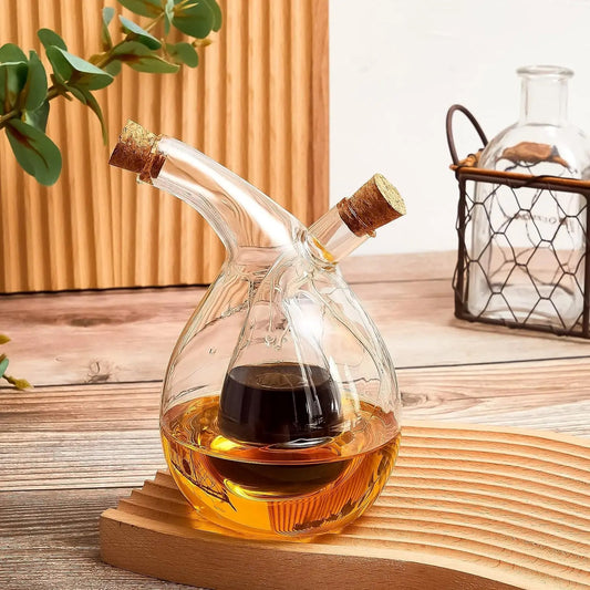 Dual Oil & Vinegar Glass Bottle & Cruet