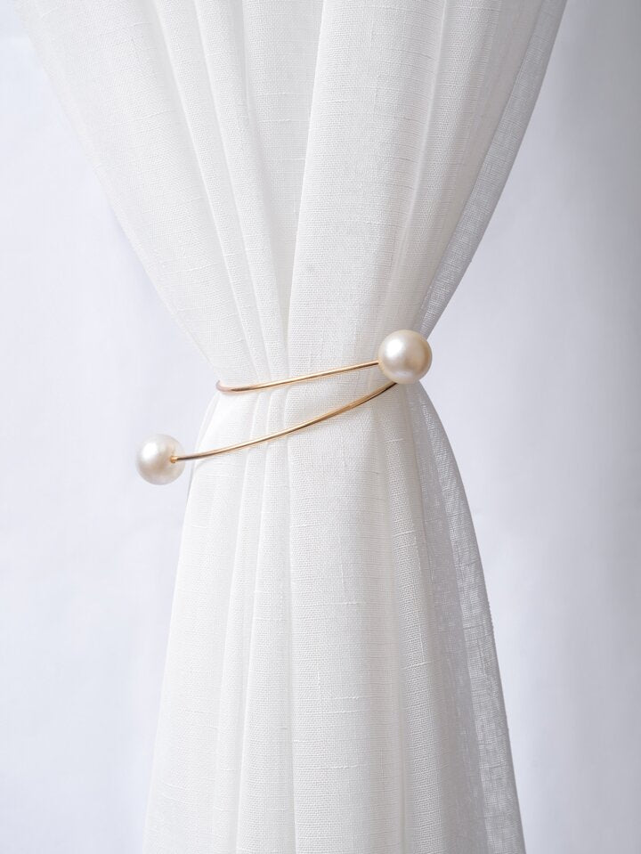 Curtain Accessory- Gold Curtain Tieback with Large Pearls - 1 piece