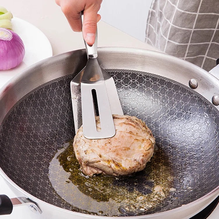 Pizza & Cutlet Tong with Large Base - Stainless Steel