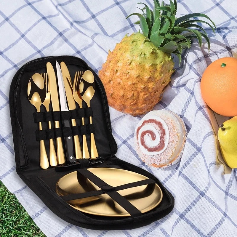 Cutlery Set for 2 in Carry Bag for Office or Picnic - Tableware Set