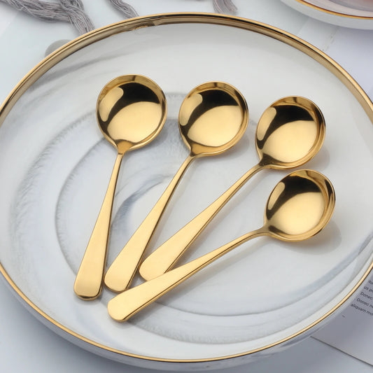 Soup Spoon Set - Gold Stainless Steel - Luxury Dining Essential