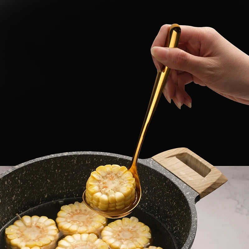 Gold Ladle for Gravy & Dal - 20 cm - Stainless Steel Serving Spoon Kadchi
