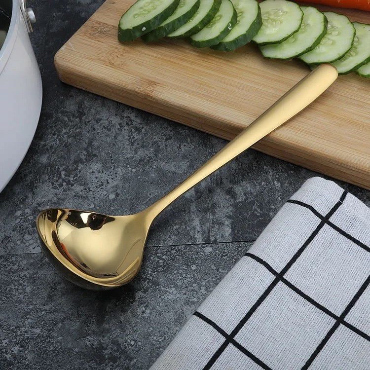Gold Ladle for Gravy & Dal - 20 cm - Stainless Steel Serving Spoon Kadchi