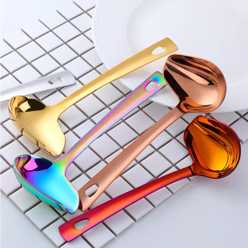 Luxury Gold Soup Ladle with Spout – 304 Stainless Steel
