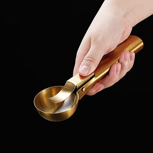 Gold Ice Cream Scooper with Lever – Stainless Steel