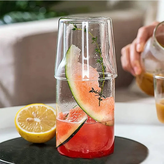 Bedside Carafe with Matching Glass in a Gift Box | Transparent - 750 ml