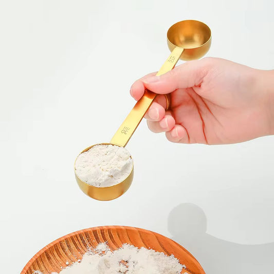 Double-Sided Measuring Spoon – Gold & Silver | Baking Spoon Set (15ml, 30ml, 5ml)
