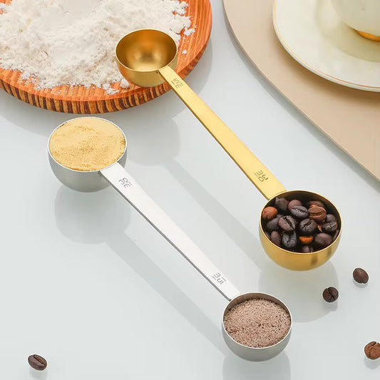 Double-Sided Measuring Spoon – Gold & Silver | Baking Spoon Set (15ml, 30ml, 5ml)