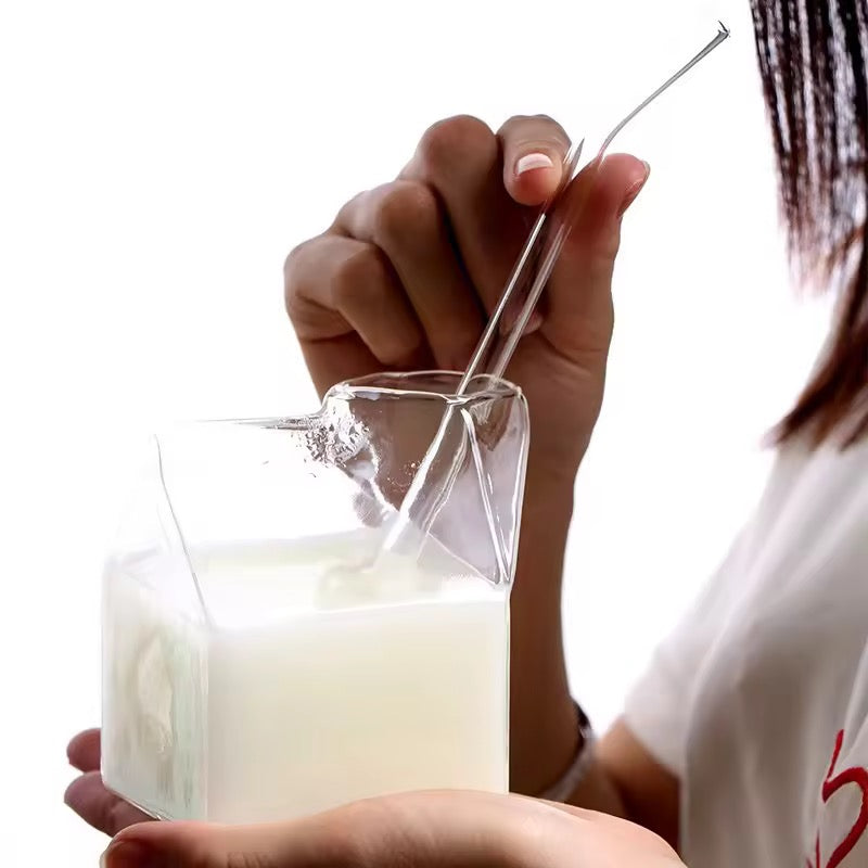 Borosilicate Glass Milk Carton Jar