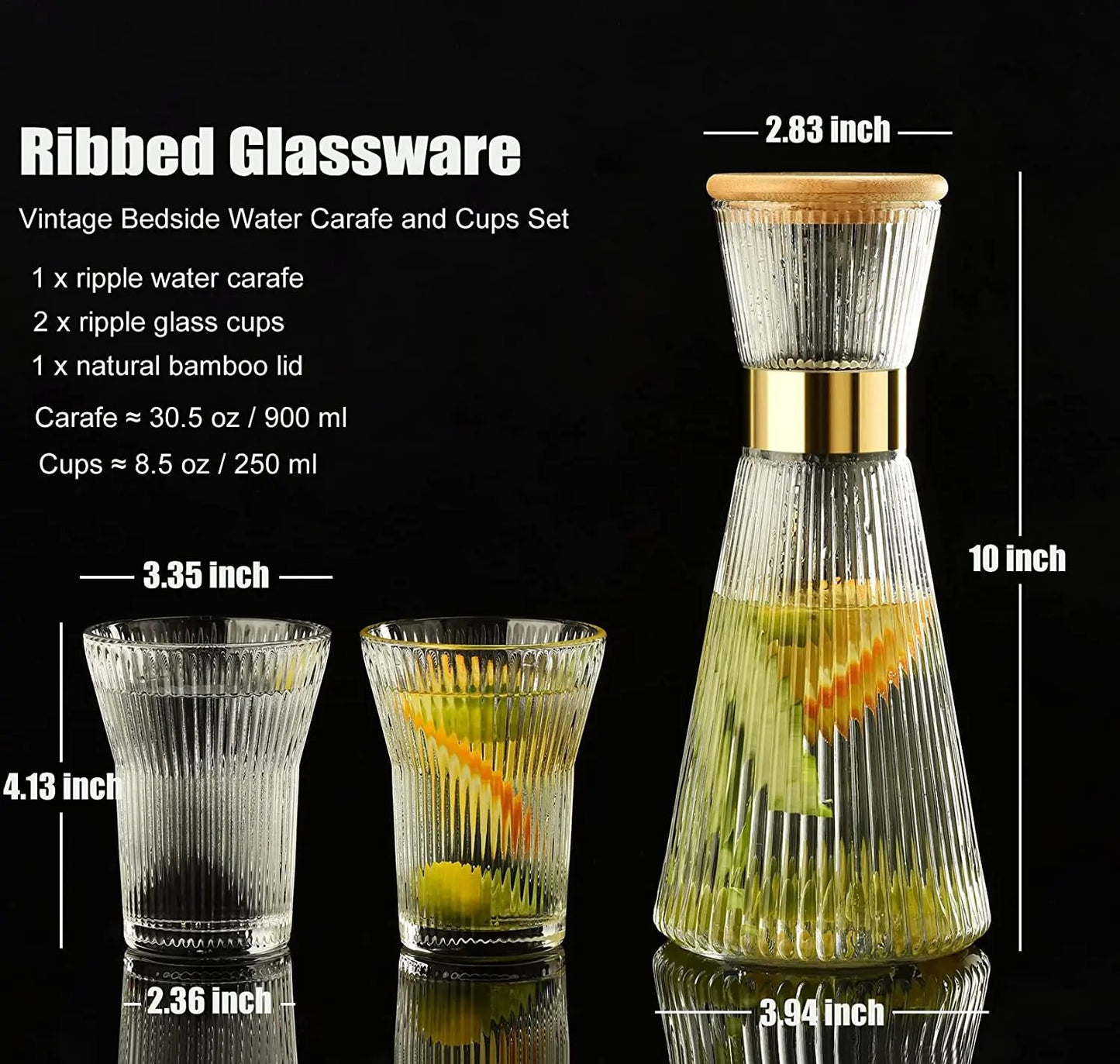 Transparent Glass Carafe Set with 4 Matching Glasses