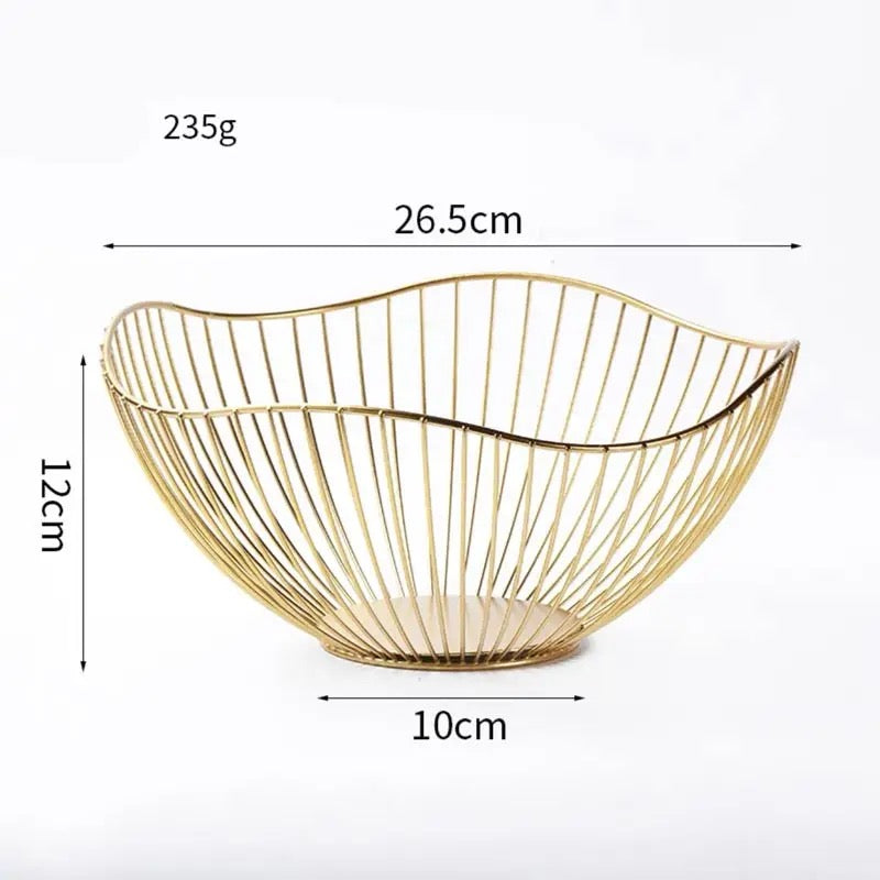 Elegant Gold Metal Fruit Basket