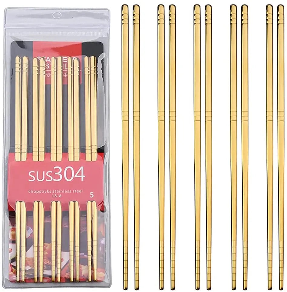 Chopsticks Set - Stainless Steel (Set of 5 Pair)