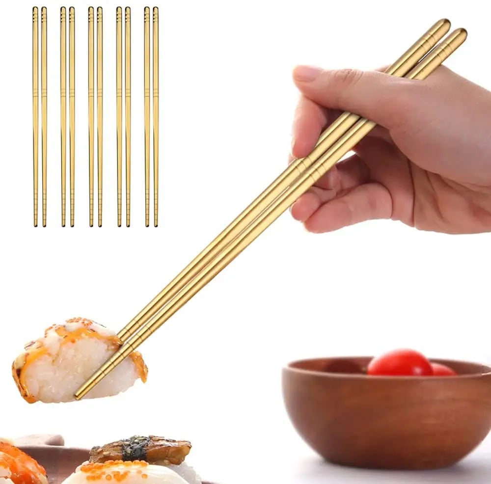 Chopsticks Set - Stainless Steel (Set of 5 Pair)