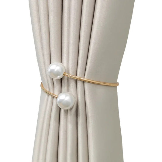 Curtain Accessory- Gold Curtain Tieback with Large Pearls - 1 piece