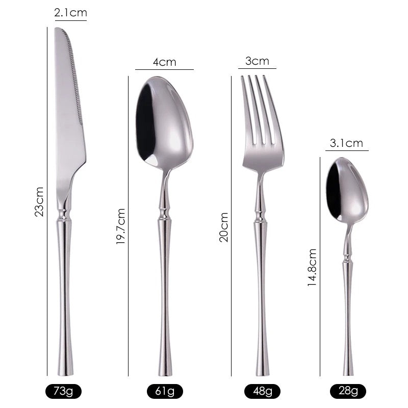 24-piece Luxury Fine-Dine Stainless Steel Cutlery - Gold or Silver option