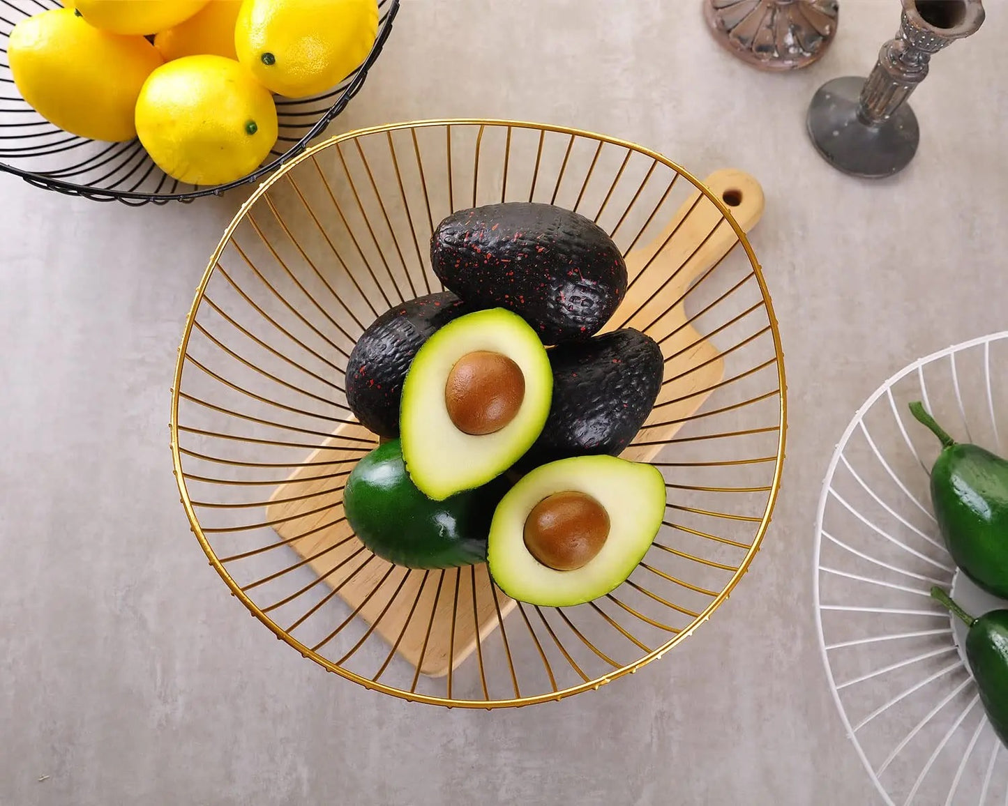 Elegant Gold Metal Fruit Basket