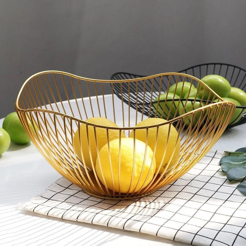 Elegant Gold Metal Fruit Basket