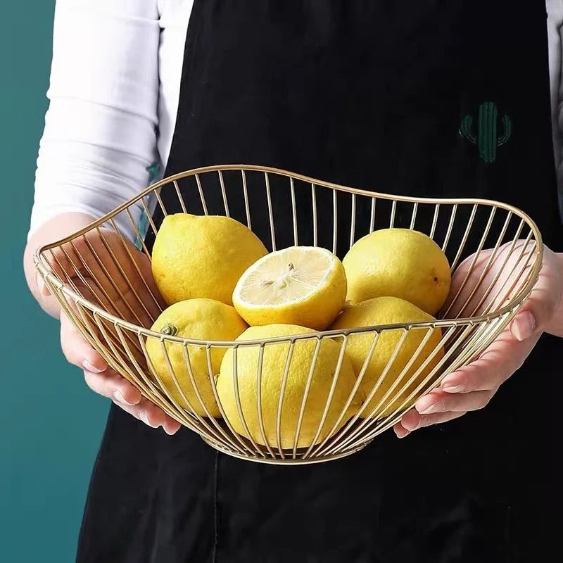 Elegant Gold Metal Fruit Basket