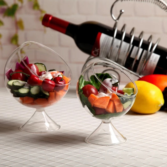 Angled borosilicate bowl with attached stand – luxury hosting tableware