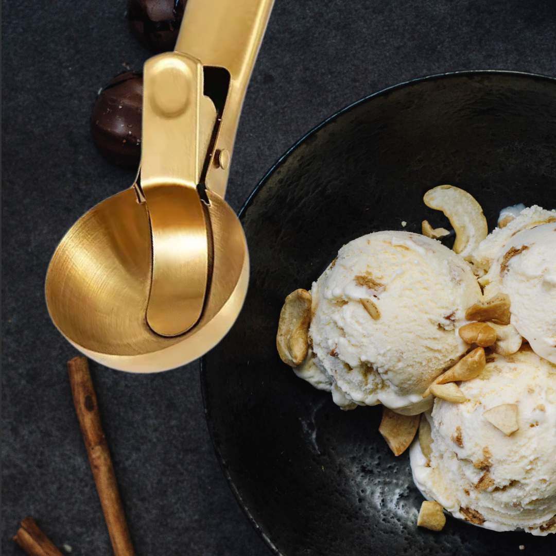 Gold Ice Cream Scooper with Lever – Stainless Steel