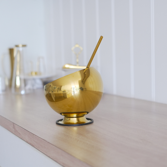 Luxury Stainless Steel Serving Bowl with Stand – Hemisphere Design