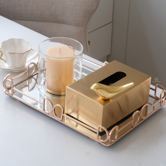 Matte gold decorative tissue box cover for coffee table styling