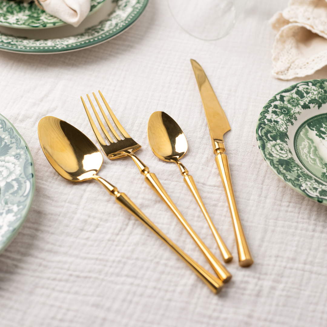 24-piece Luxury Fine-Dine Stainless Steel Cutlery - Gold or Silver option