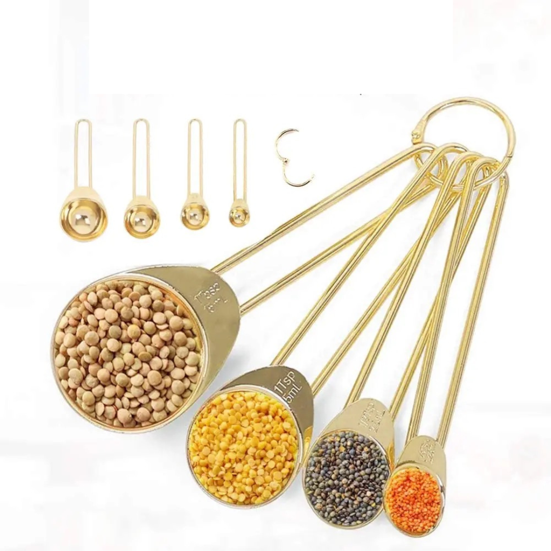 Gold Kitchen Accessories - Set of 5 Measuring Spoons