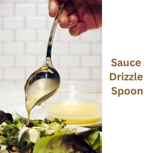 Silver sauce drizzle spoon for desserts and Indian dishes