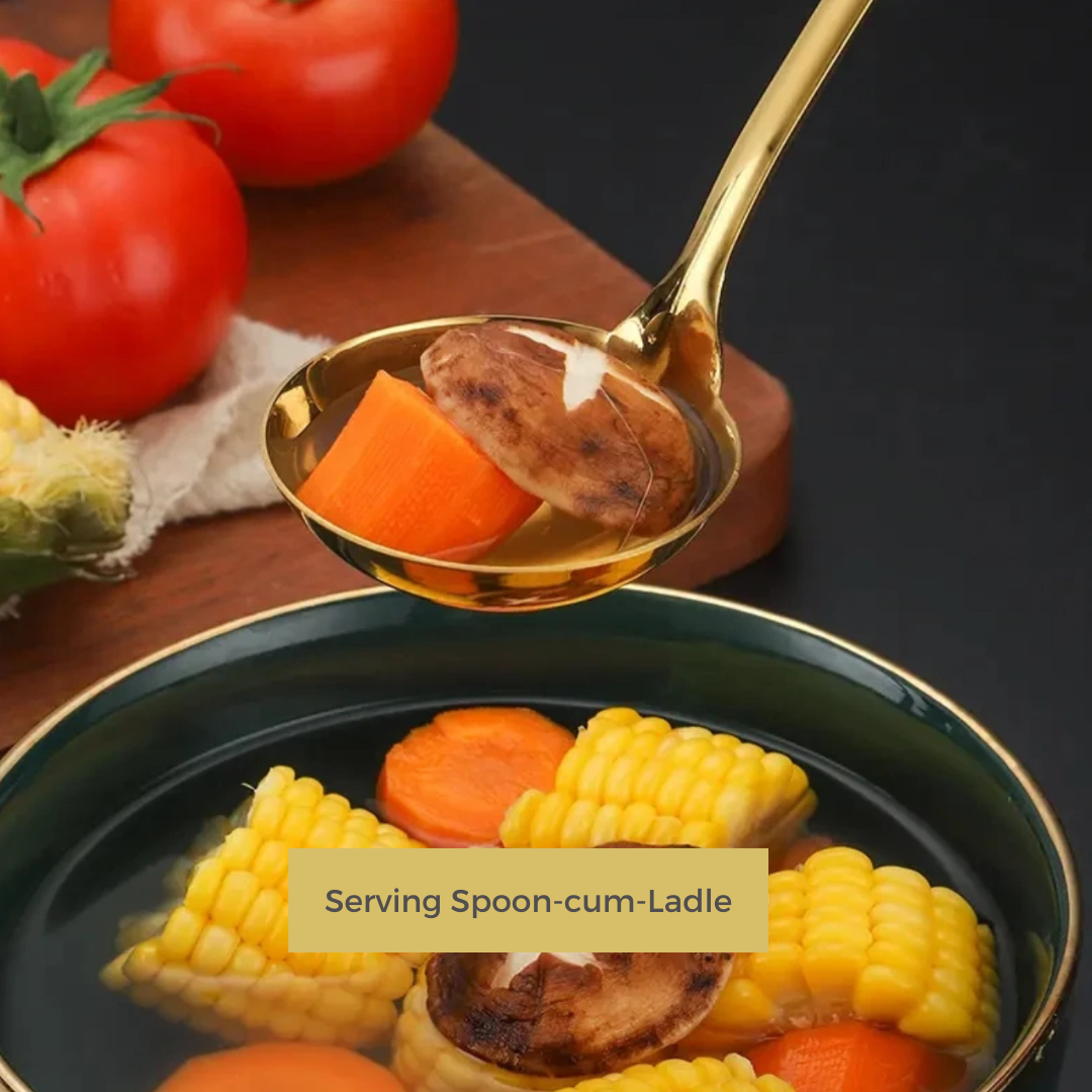 Serving Ladle & matching Slotted Ladle - Set of 2 - Gold & Silver