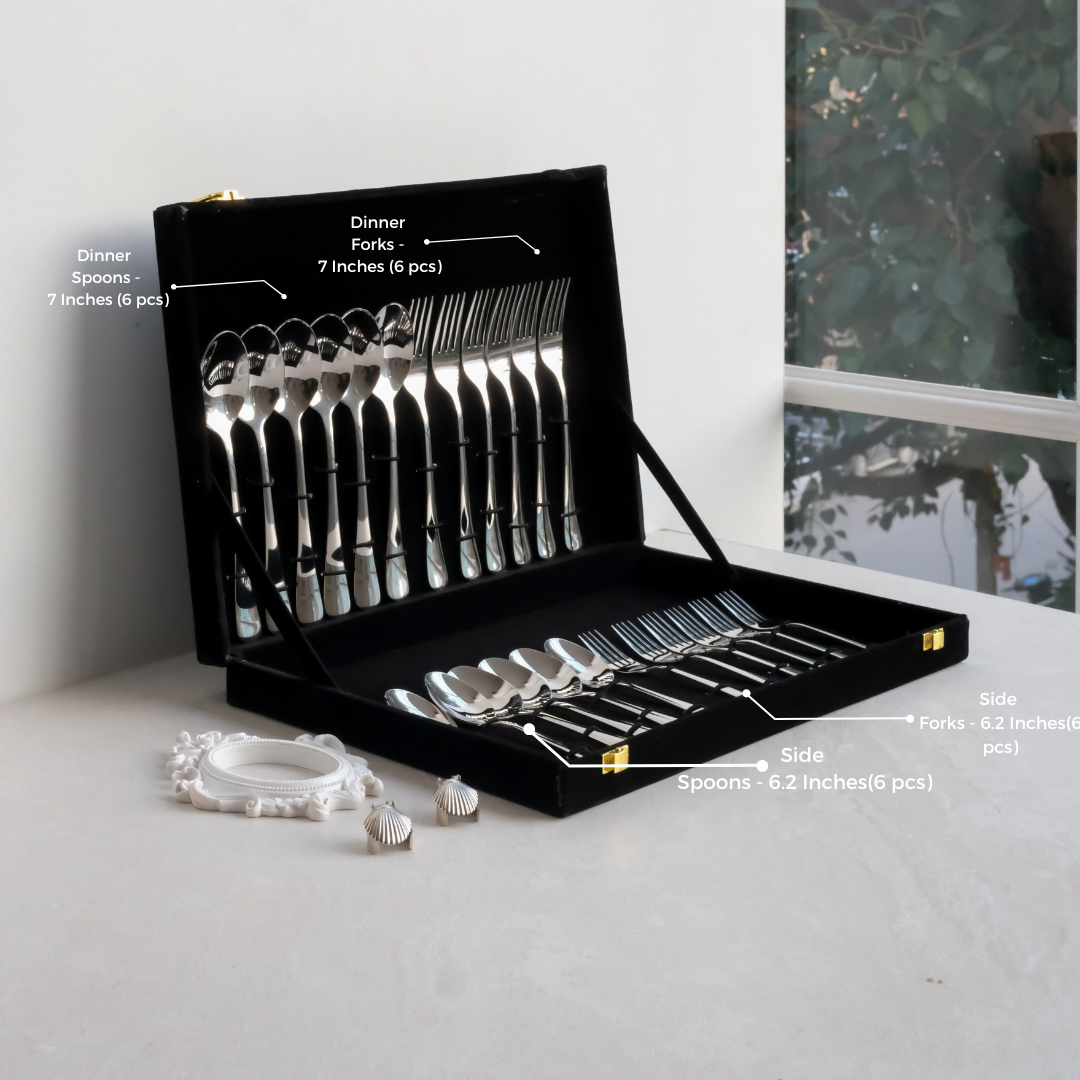 Set of 24 Classic Silver Cutlery Set | 304 SS