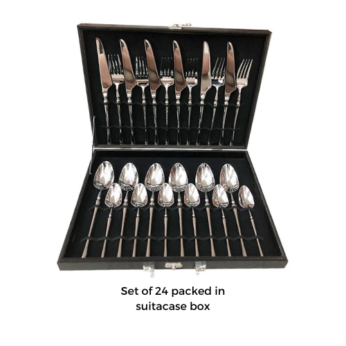 24-piece Luxury Fine-Dine Stainless Steel Cutlery - Gold or Silver option