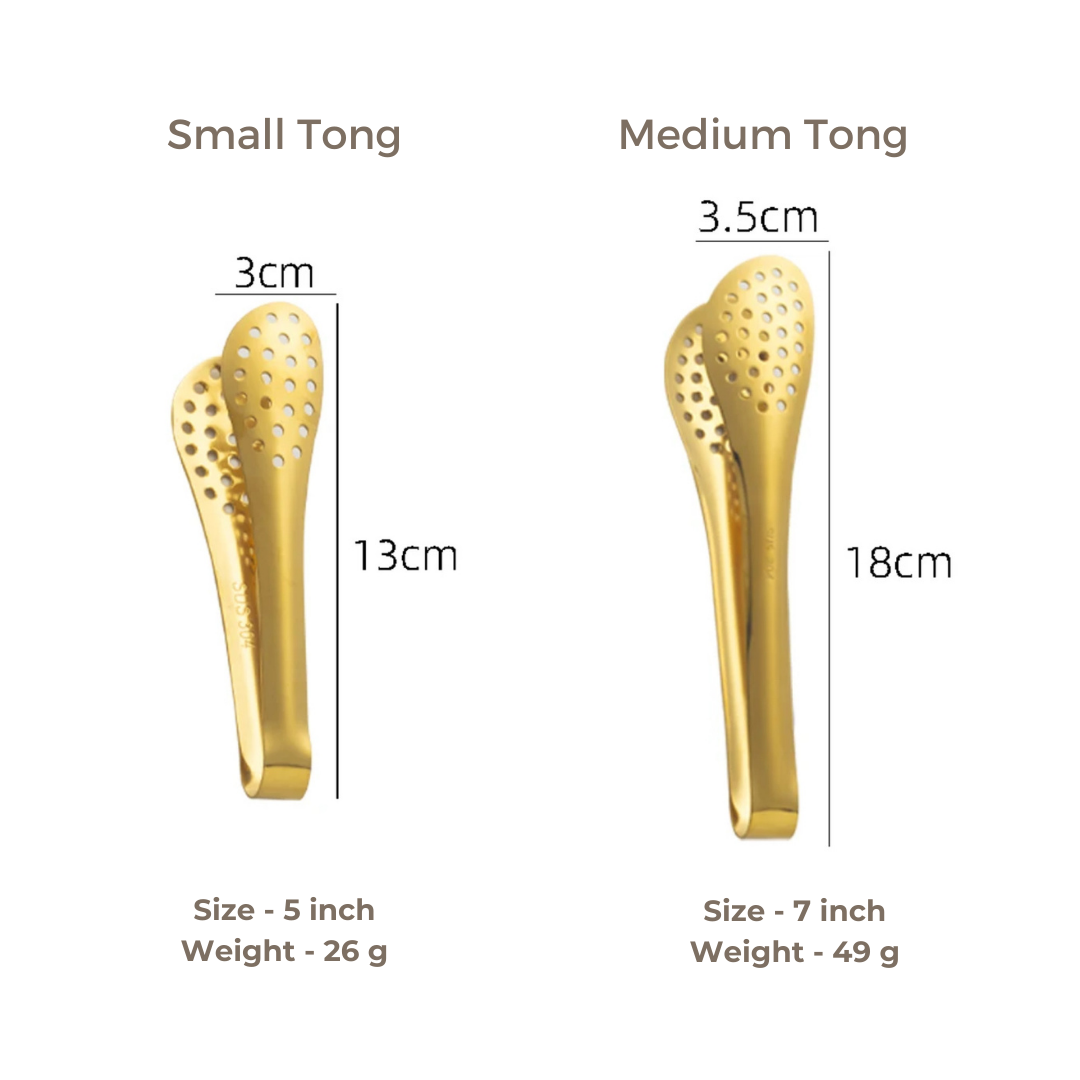 Small Serving Tongs – Luxury Stainless Steel - Gold & Silver
