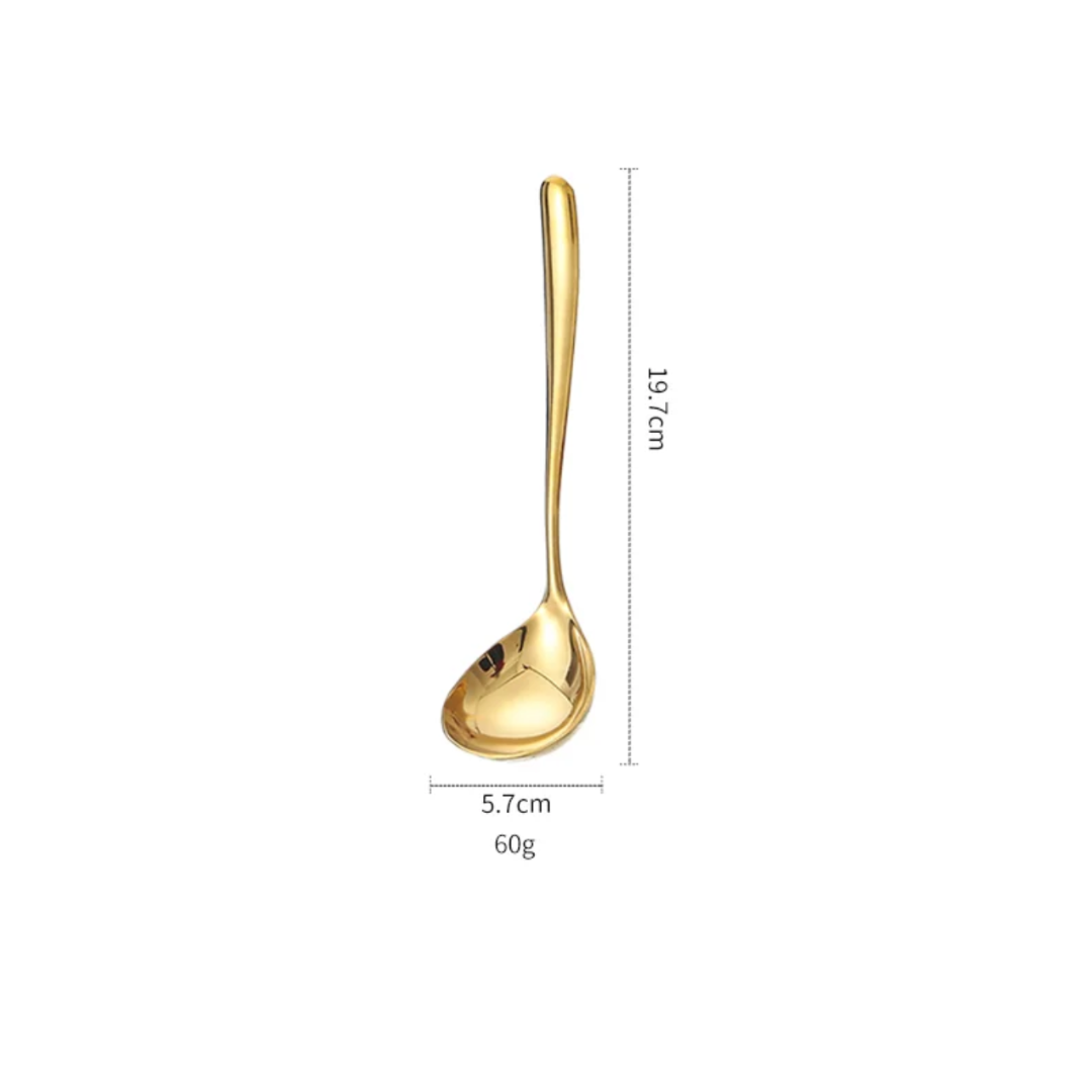 Gold Ladle for Gravy & Dal - 20 cm - Stainless Steel Serving Spoon Kadchi