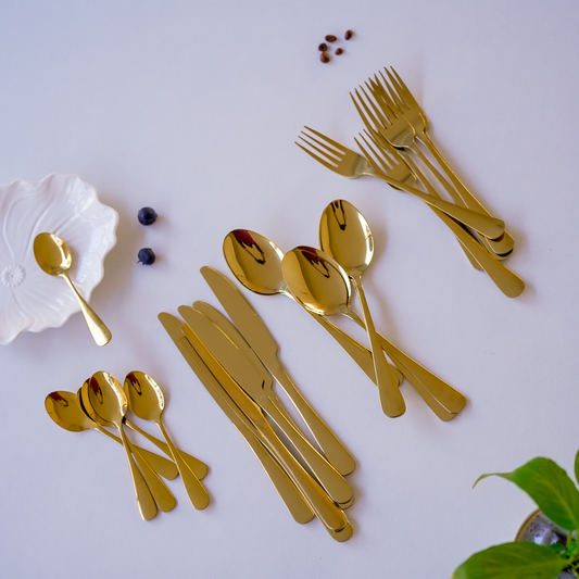 24-Piece Stainless Steel Cutlery Set | Premium Collection | Gold, Silver & Black