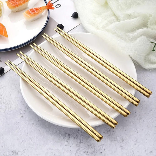 Gold Steel Chopstick Set