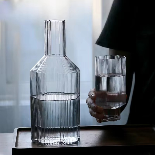 Floral Ribbed Tall Cocktail Glass Set | Luxury Borosilicate Drinkware