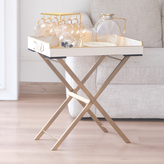 White Butler Tray with glassware