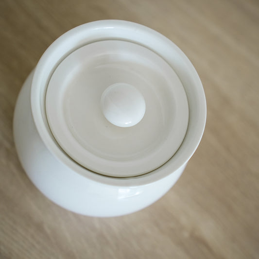White Ceramic Ghee Pot Jar with Lid